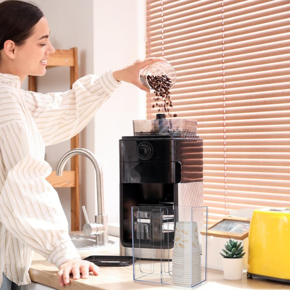 UNICRAFTALE Spender Für Einwegbecher 2 Fach Aufbewahrungsorganisator Für Becherdeckel Aus Acryl Aufbewahrungsorganisator Für Kaffeetassen Organizerhalter Für Kaffeebar Hausparty Essentials