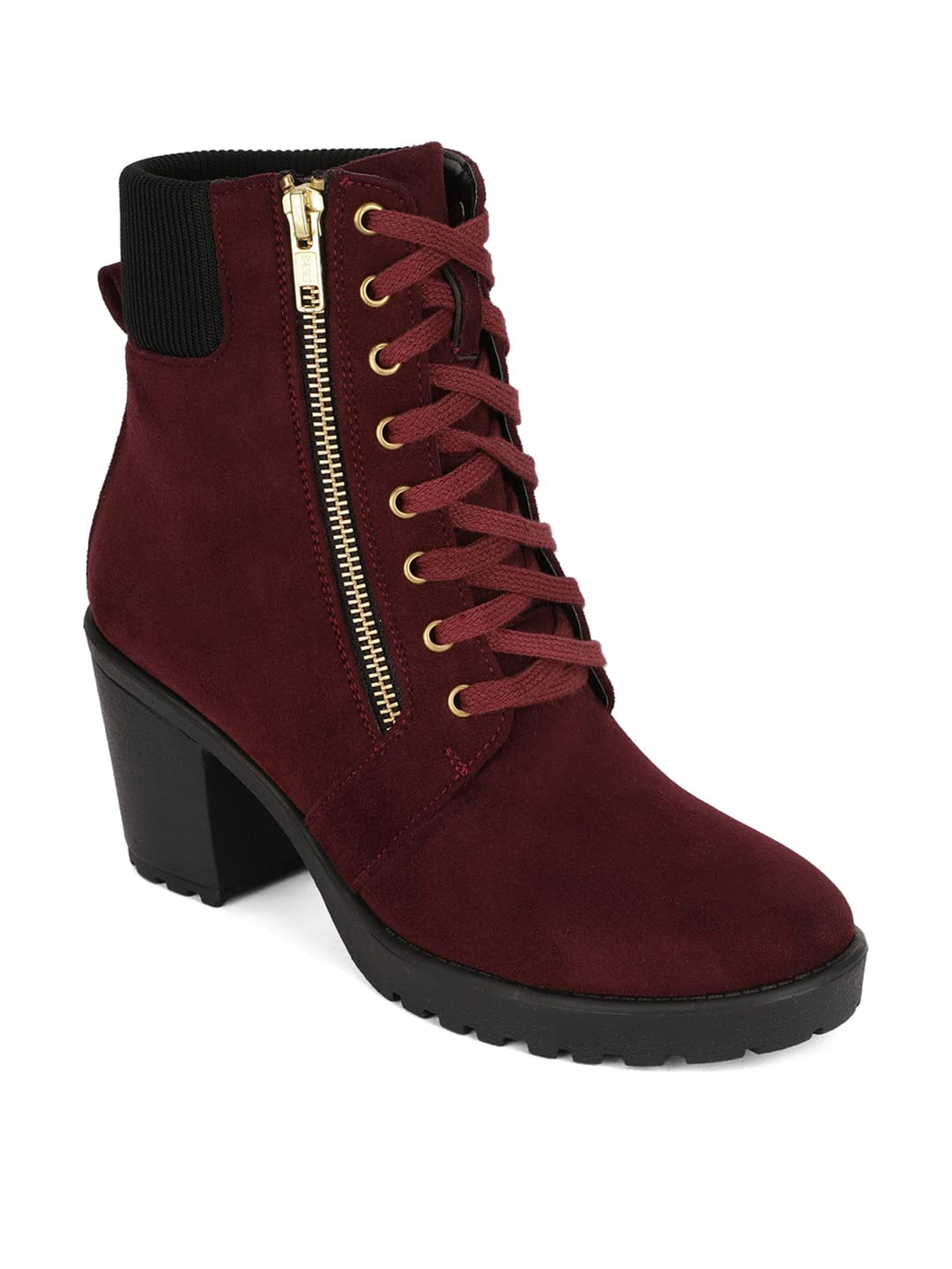 Bruno Manetti Womens Maroon Ankle Length Laceup with side ziper Boots (B09K5P75Q1) Amazon Price History, Amazon Price Tracker