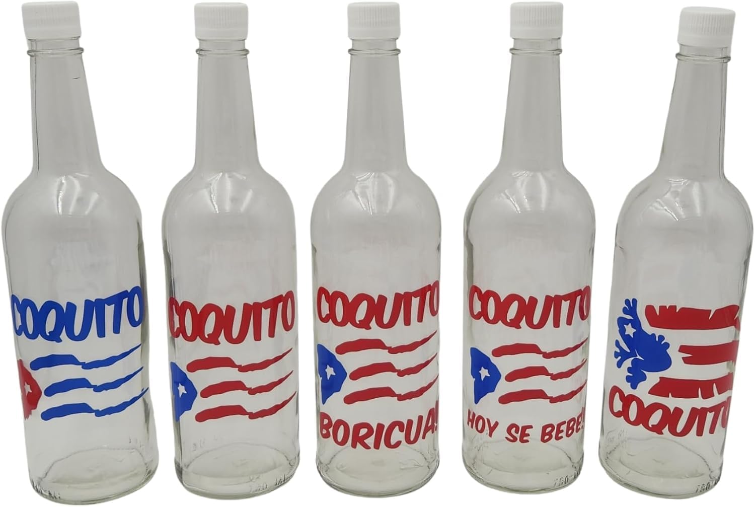 Coquito Bottle Puerto Rico Flag Decal Sticker 2 Tone Labels Decorative Glass Bottle Waterproof Label Decal Stickers (Glass Bottle is NOT Included) (A, 2 Decals)