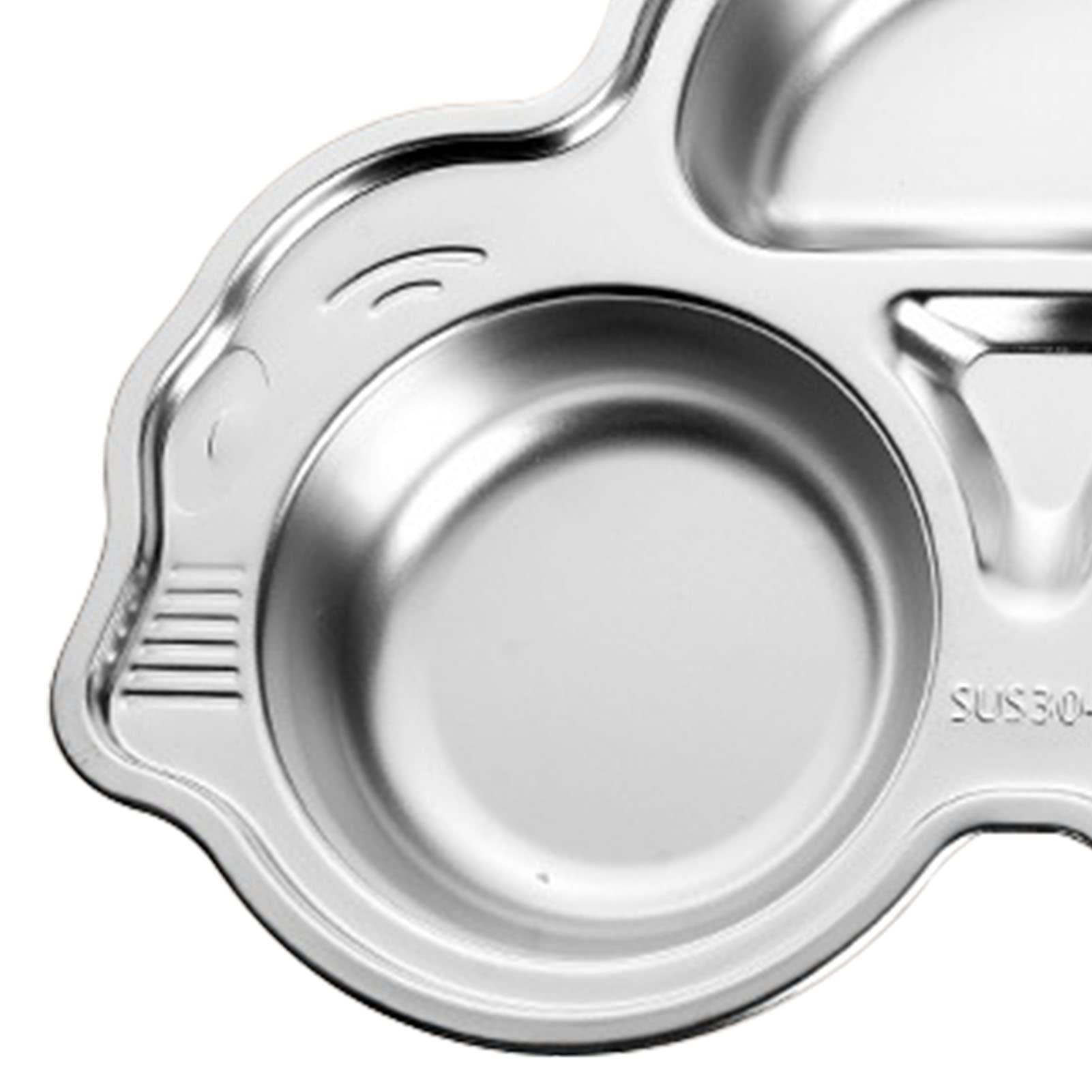 Stainless Steel Cartoon Divided Platter Fun Shape Drop Proof Dinner Tray for Kindergarten, Food Grade Plate for Kids Home Picnics Camping (Car) — view 4