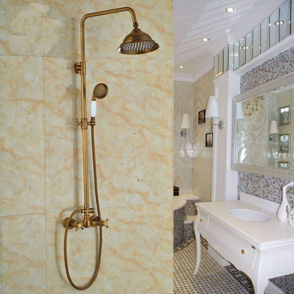 Douche pluie laiton résistant au calcaire avec douchette à main rétro