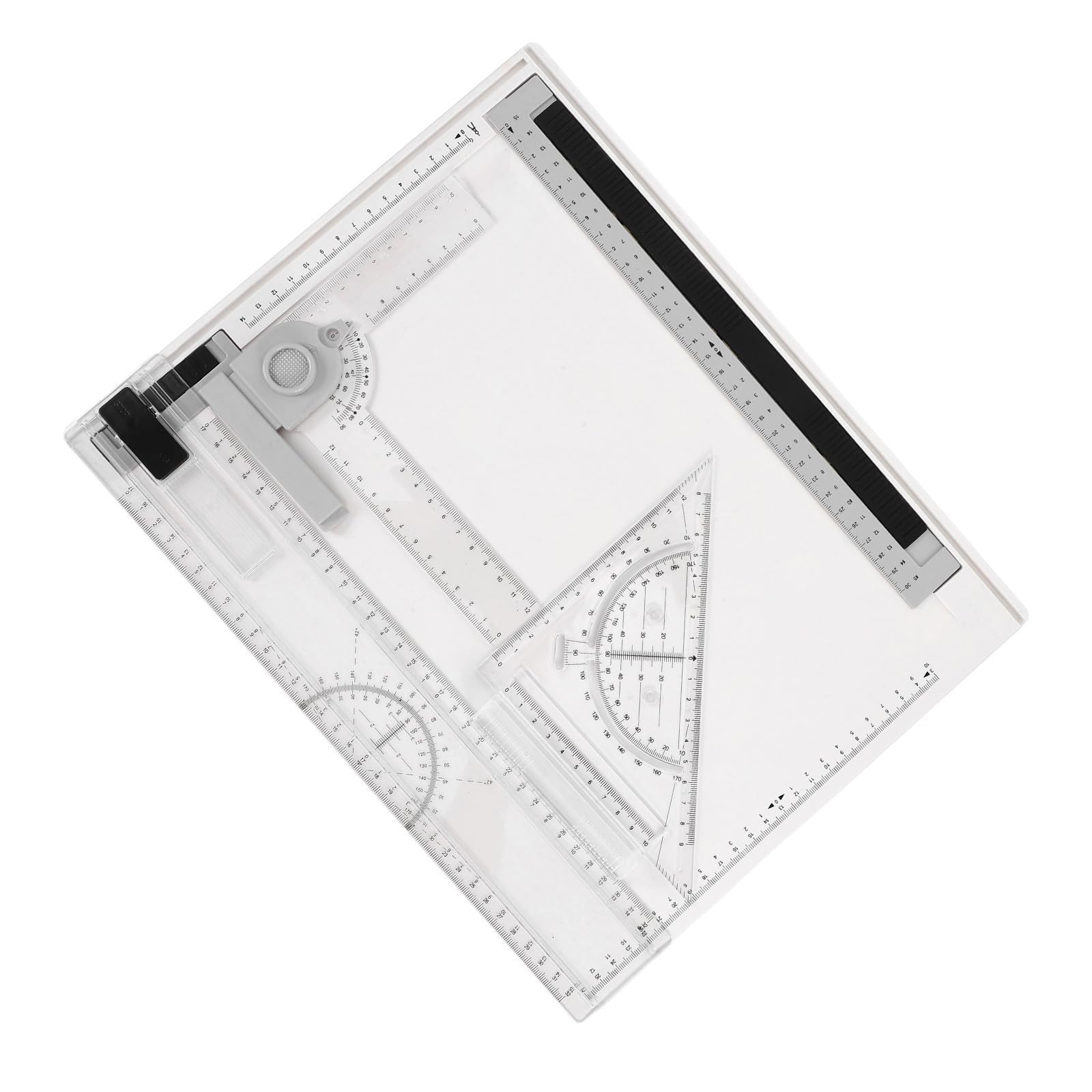 Uonlytech Tablero de Dibujo A4 Resistente y Fácil de Limpiar de Plástico Portátil con Herramientas de Dibujo y Reglas para Arquitectura y Uso en Viajes