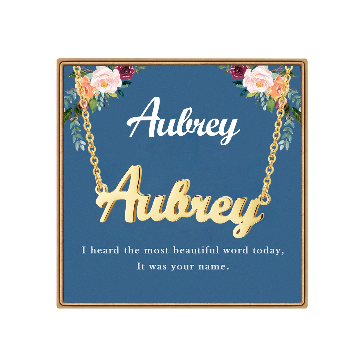 Ldurian Name Necklace Personalized, Customized Name plate necklace,14K gold Plated Personalized Dainty Name Necklace for women girl, Birthday jewelry Gift for Women