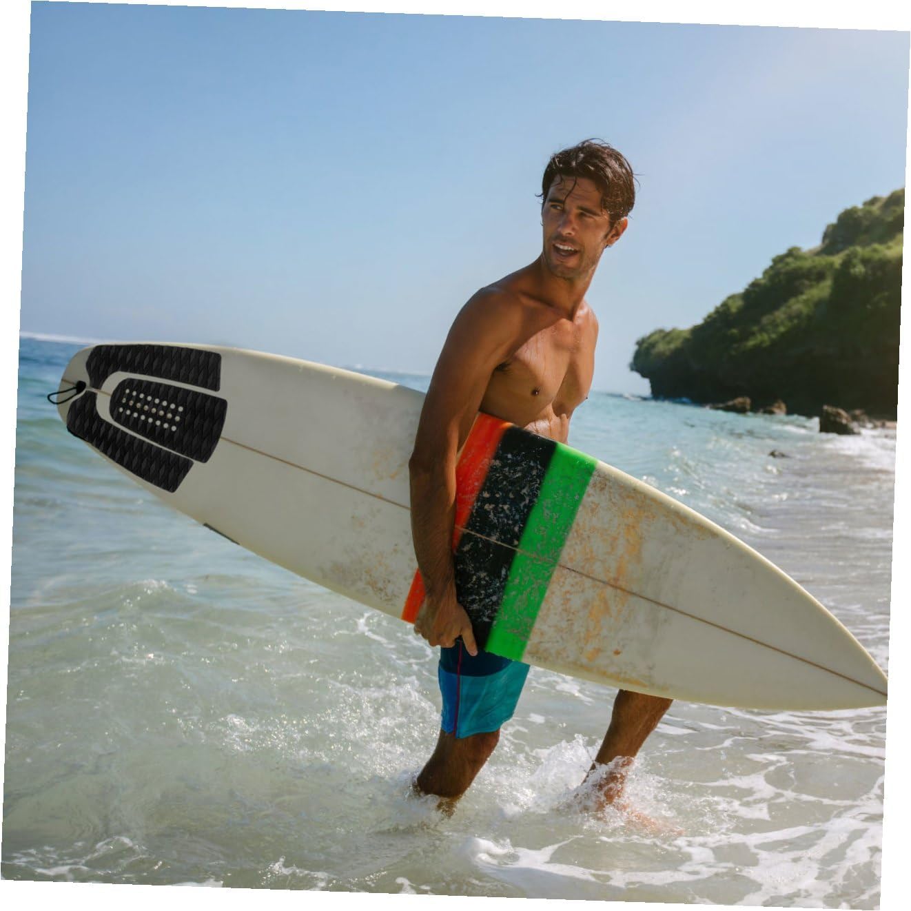 VICASKY 3Pcs Surfboard Traction Pads Slip Pads with Maximum Grip Lightweight Eva Tail Pads for Surfing Easy to Apply Adhesive for All Skill Levels