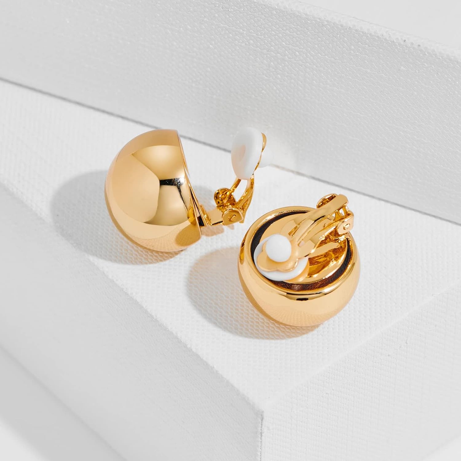 Gold Statement Clip on Earrings 14K Gold Plated Ball Button Drop Clip On Earrings for Women Trendy Statement Jewelry for Women - Image 4