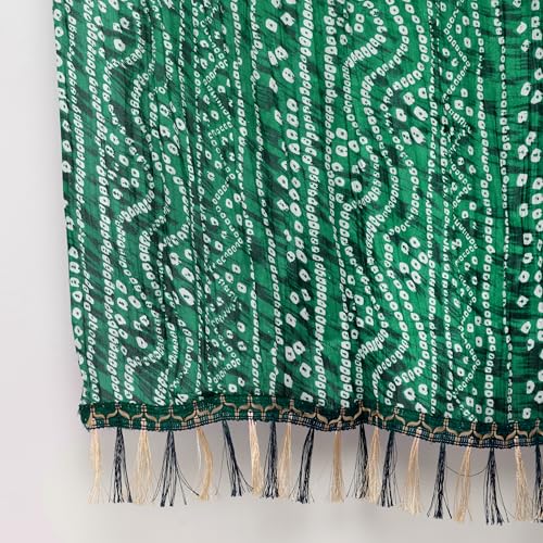 Image of Women's Art Silk Bandhani Print Dupatta with 2.20 Meters | Women's cotton printed dupatta with tassels