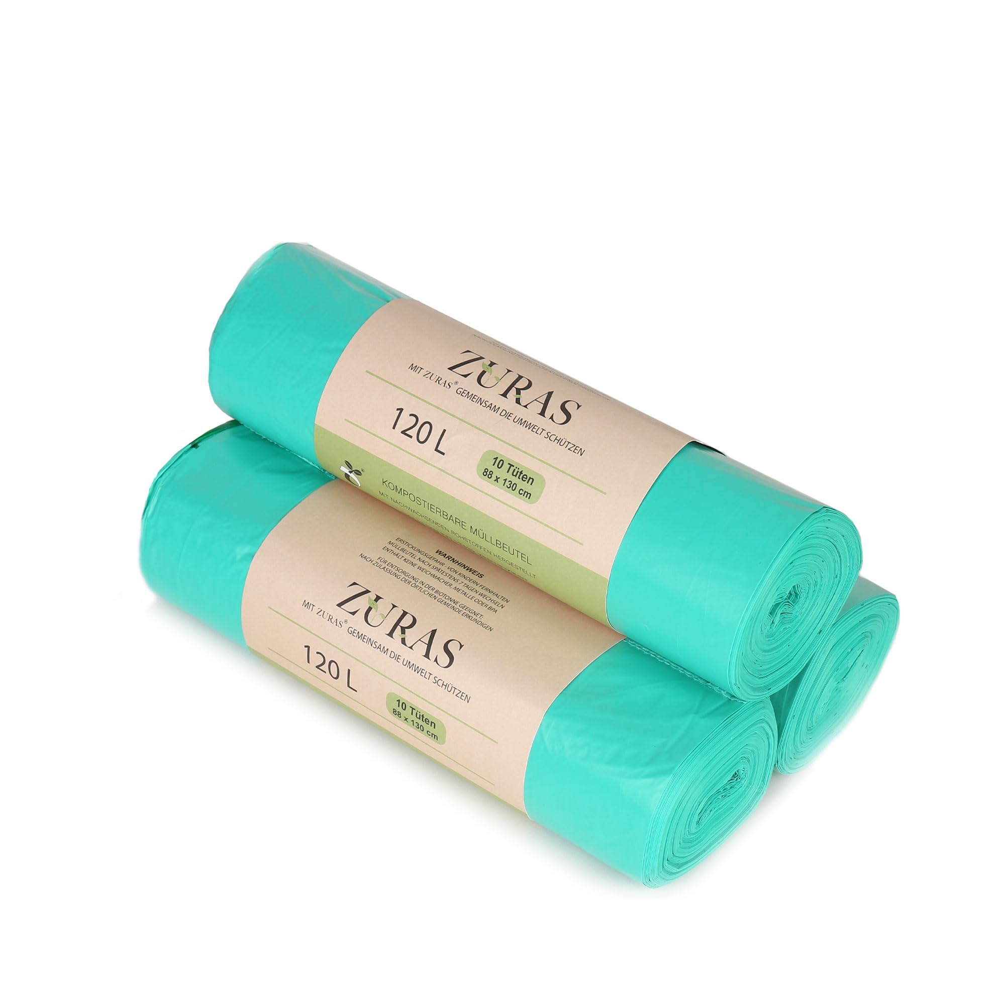 120 Litre Biodegradable Bin Liners, Pack of 30, Vegetable Based Compostable, Biodegradable Bin Liners, DIN EN 13432 Certified and Tested, Tear-Proof and Waterproof