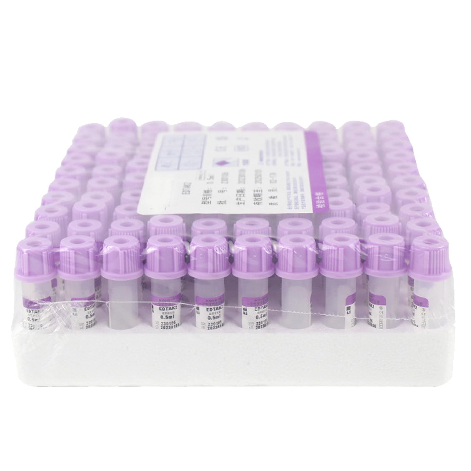 Provetta per Prelievo Di Sangue, Provetta per Prelievo Di Sangue Da 0,5/1/3 Ml, 1 Confezione Da 100, Provetta in Plastica Monouso, Provetta Anticoagulante Edtak2, Per Laboratori,0.5ml