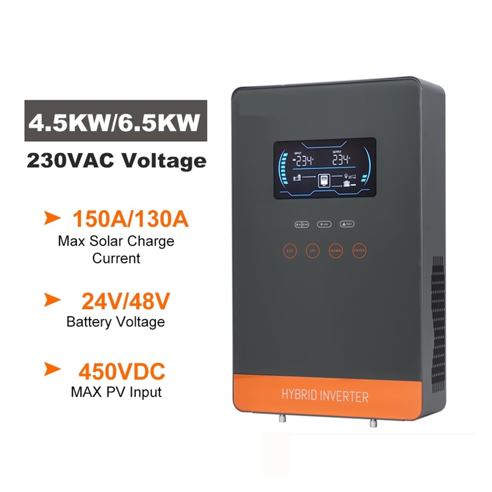 4500W 6500W Inverter Solare Ibrido 24V 48V 230VAC Off Grid Con Caricatore MPPT 150A Pulsante A Sfioramento Da 6,25 Pollici Risparmio Sui Costi(6500W 48V,Without WiFi)