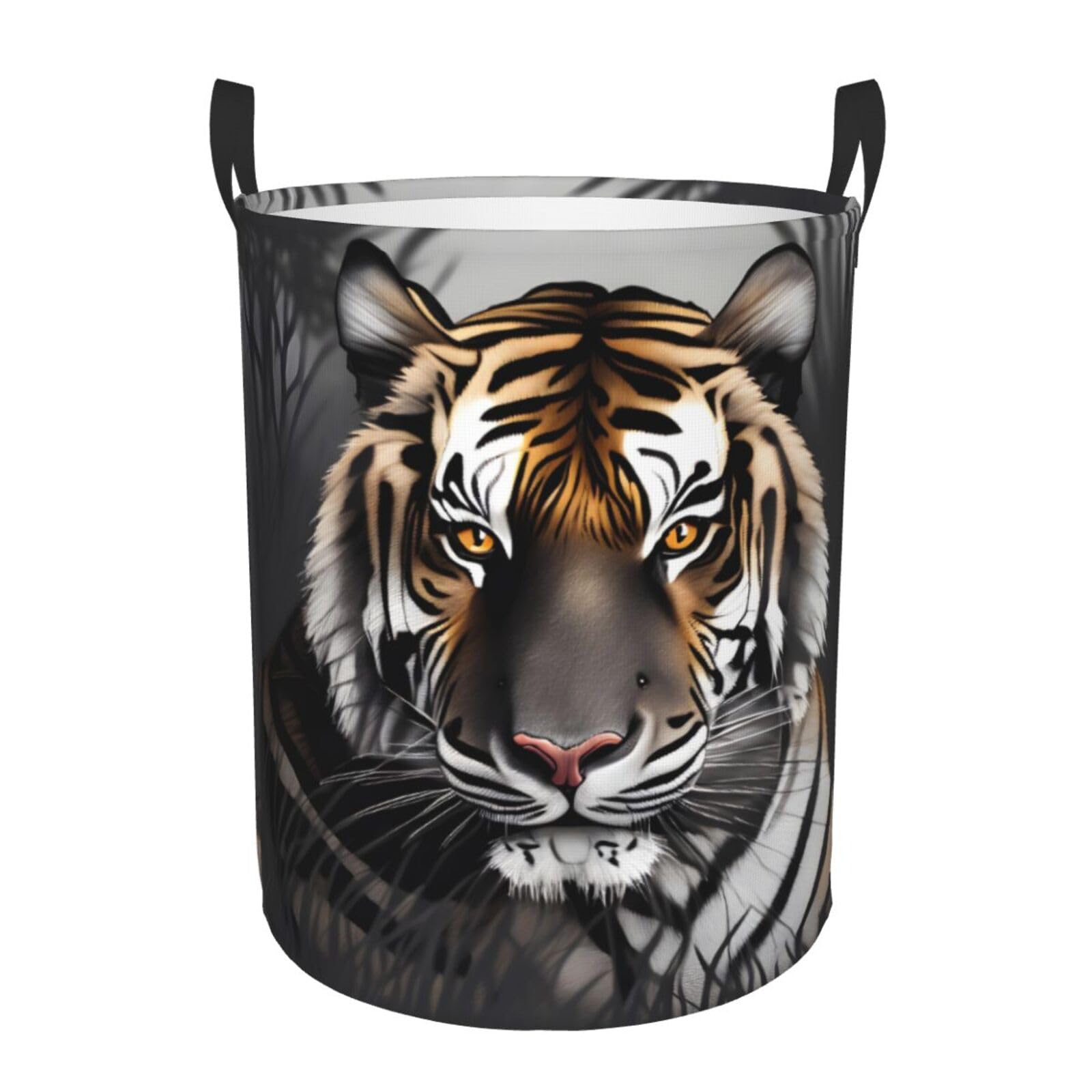 M Collapsible Tiger at rest Print Circular Hamper Round