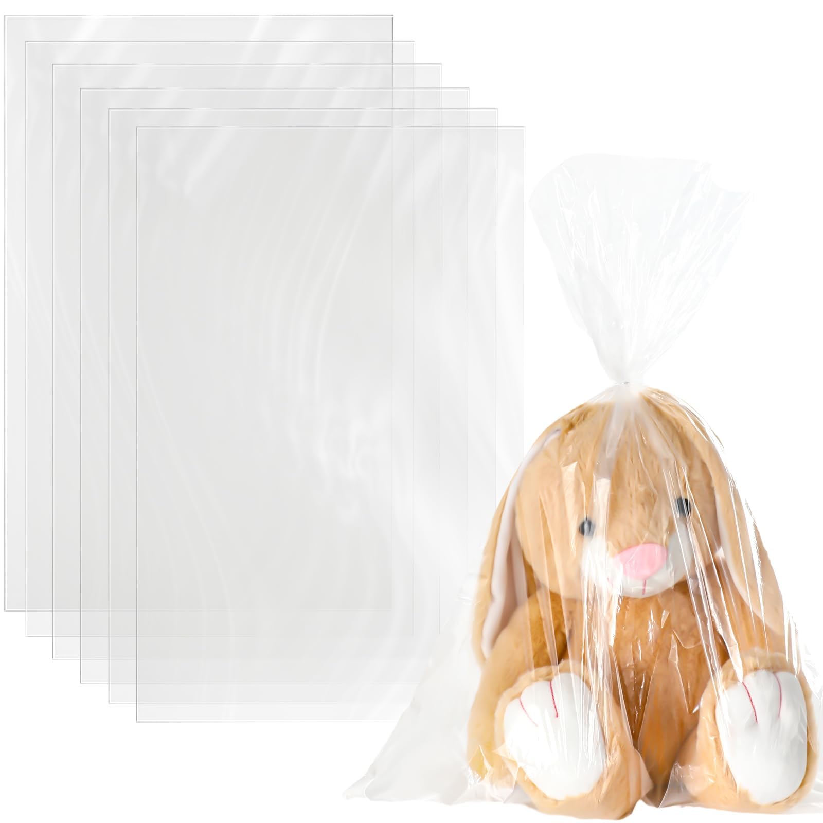 NALACAL 50 Pcs Large Clear Plastic Bags - 16" x 24" Flat Poly Bags for Bread Dough, Clothes Packaging, Storage & Toys