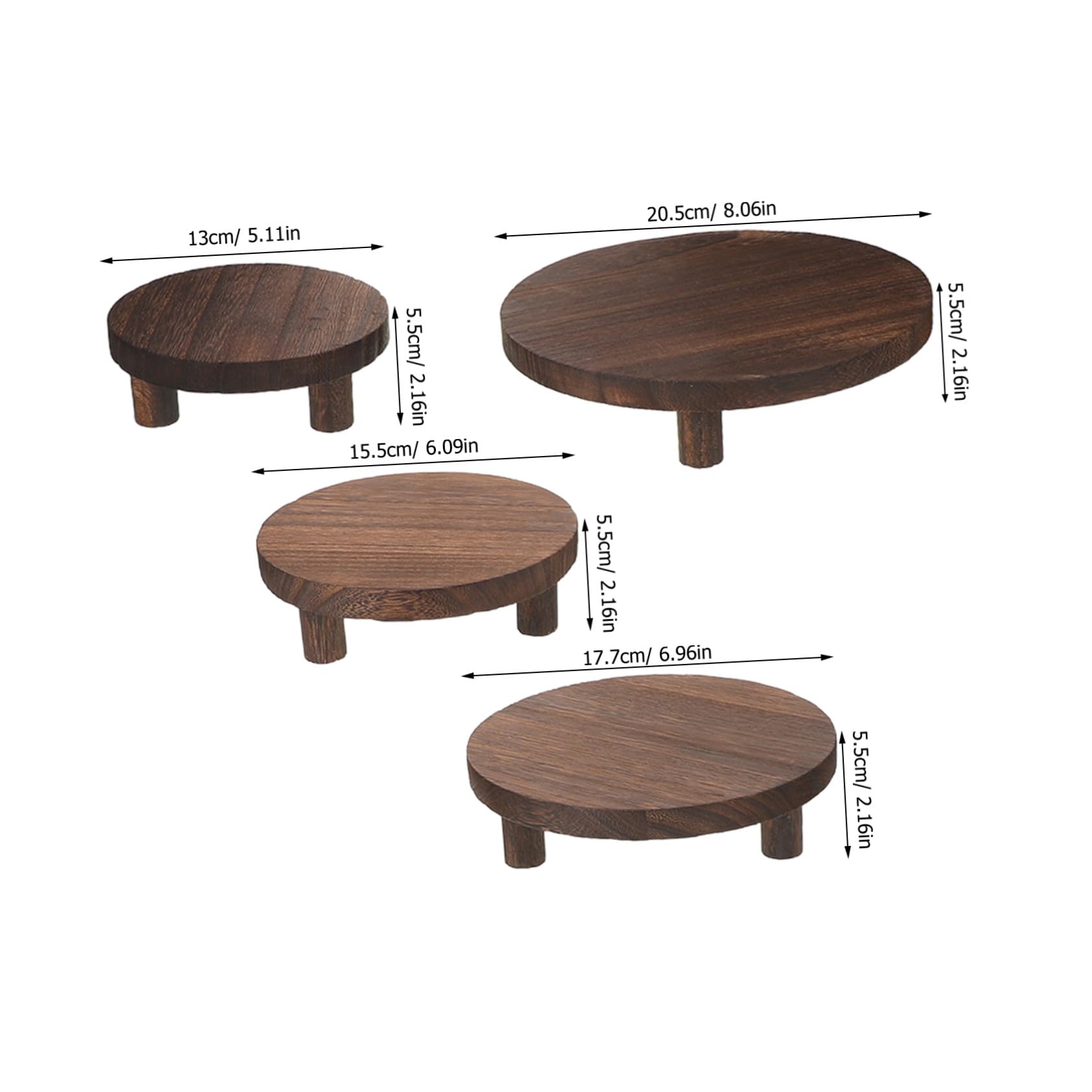 Kisangel 4pezzi Supporto in Legno Da Base in Legno Alzata Espositiva Rotonda Per Gioielli Artigianato e Piccole Piante Design Elegante e Rustico Per Casa Ufficio Dettaglio