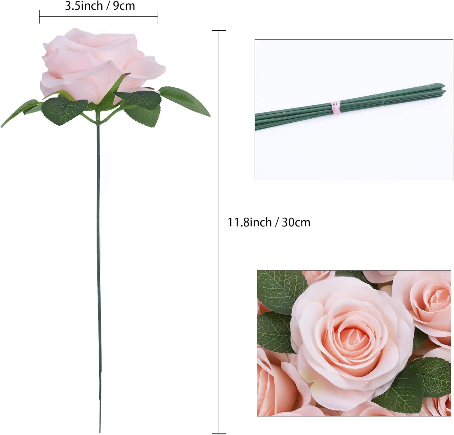 Artificial Flower Fake Rose Silk Rose 16Pcs Real Looking Fake Flowers with Stems for DIY Wedding Bouquets Tables Centerpieces Floral Arrangements Festival Decoration (Blush Pink) - Image 2