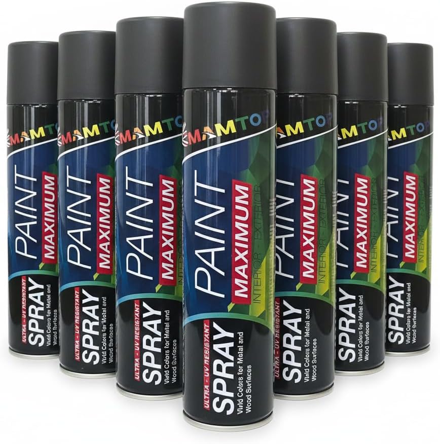 Universal Acrylic Black Spray Paint 12x 300ml – Fast Drying Solvent-Based Aerosol for Wood Plastic Glass – UV Resistant, Weatherproof, Rust Protection for Interior & Exterior Use(12)