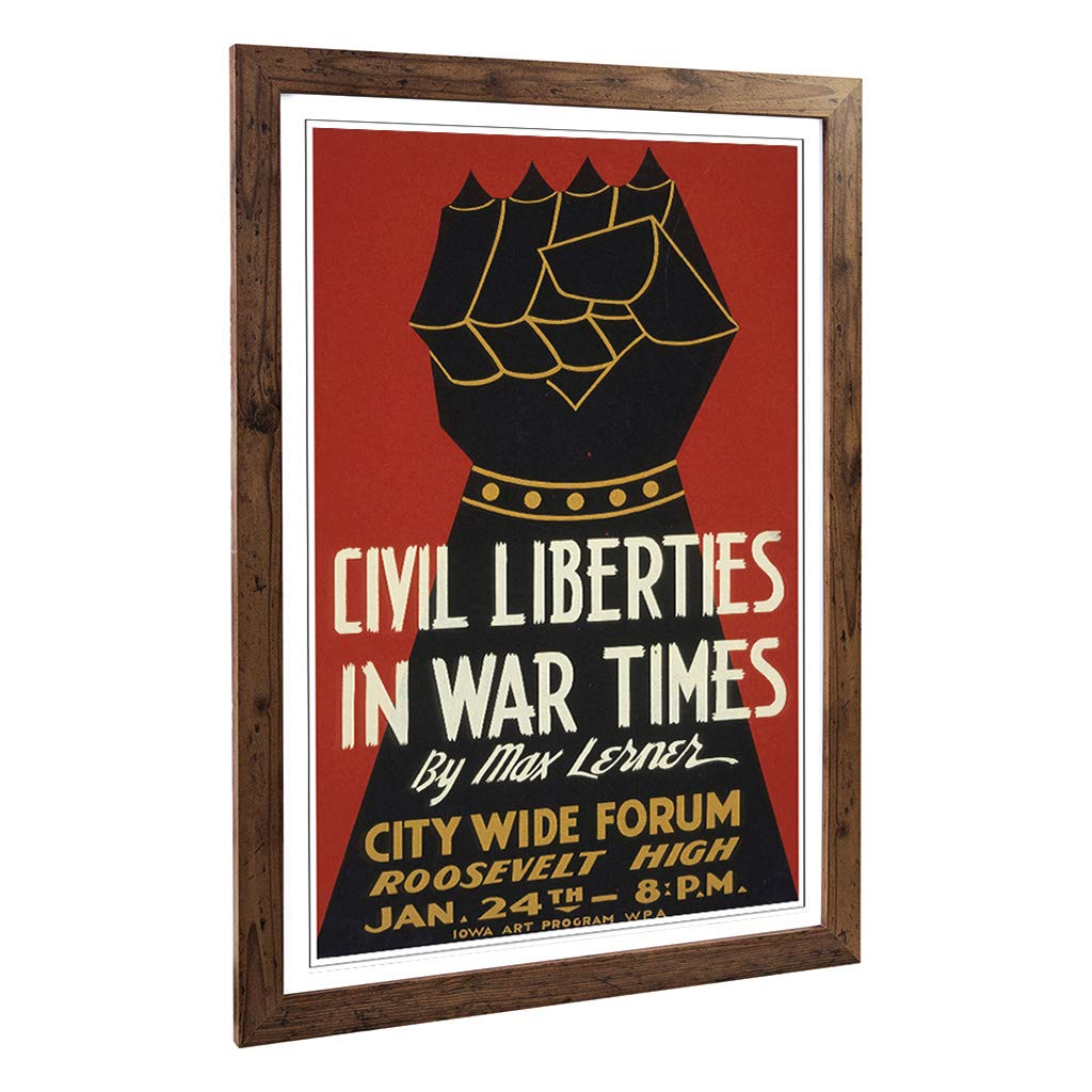 Big Box Art Framed Print of Vintage WPA Poster Civil Liberties Design | Wall Art Picture | Home Decor for Kitchen, Living Room, Bedroom, Hallway, Walnut, A2 / 24.5x18 Inch / 62x45cm