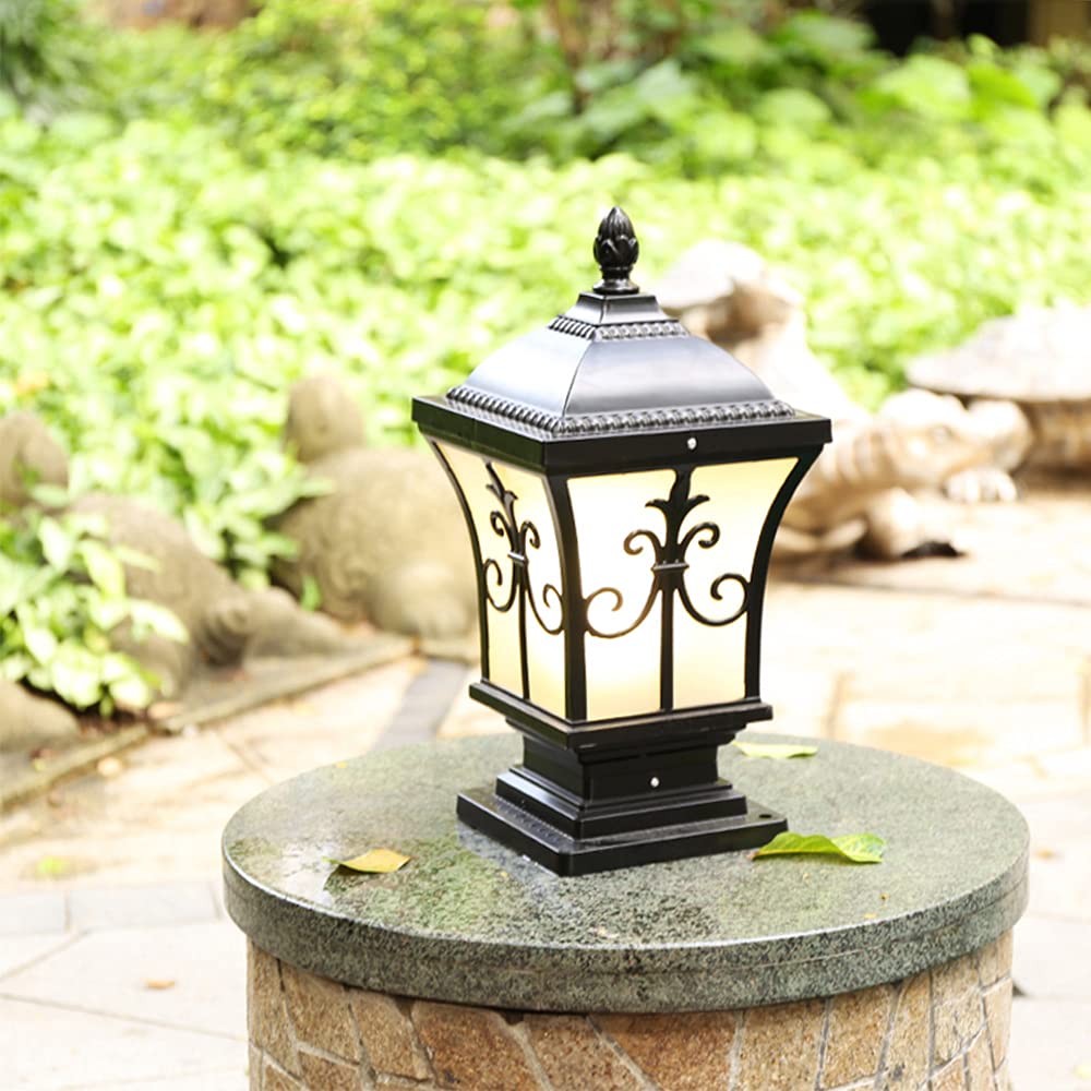 Klassisch Pfostenlichter Außen Gartenleuchte, E27-Fassung, Pollerleuchte Antikem Look Outdoor Wasserdicht,ohne Leuchtmittel (Klein)