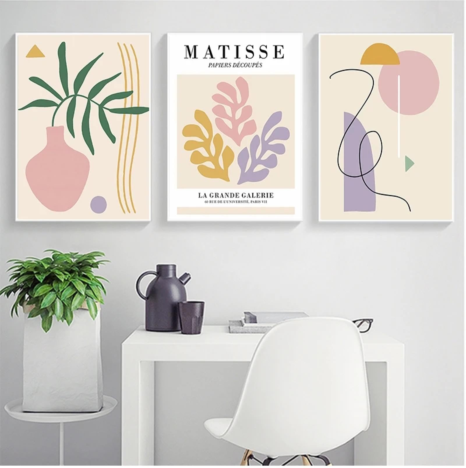 抽象画 花瓶と植物 キャンバスアート