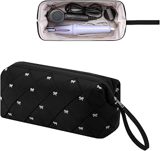 RSRSLEII Large Quilted Hair Tools Travel Bag with Bow Pattern,Black