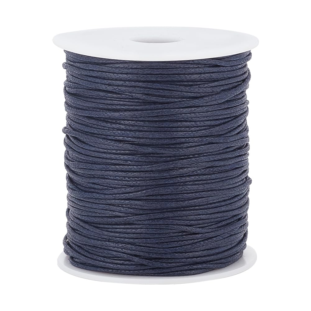 PH PandaHall 1.5mm Waxed Cotton Cord, 100 Yards Blue Waxed Threads for DIY Bracelet Necklaces Dreamcatcher Jewelry Making Sewing Macrame Projects