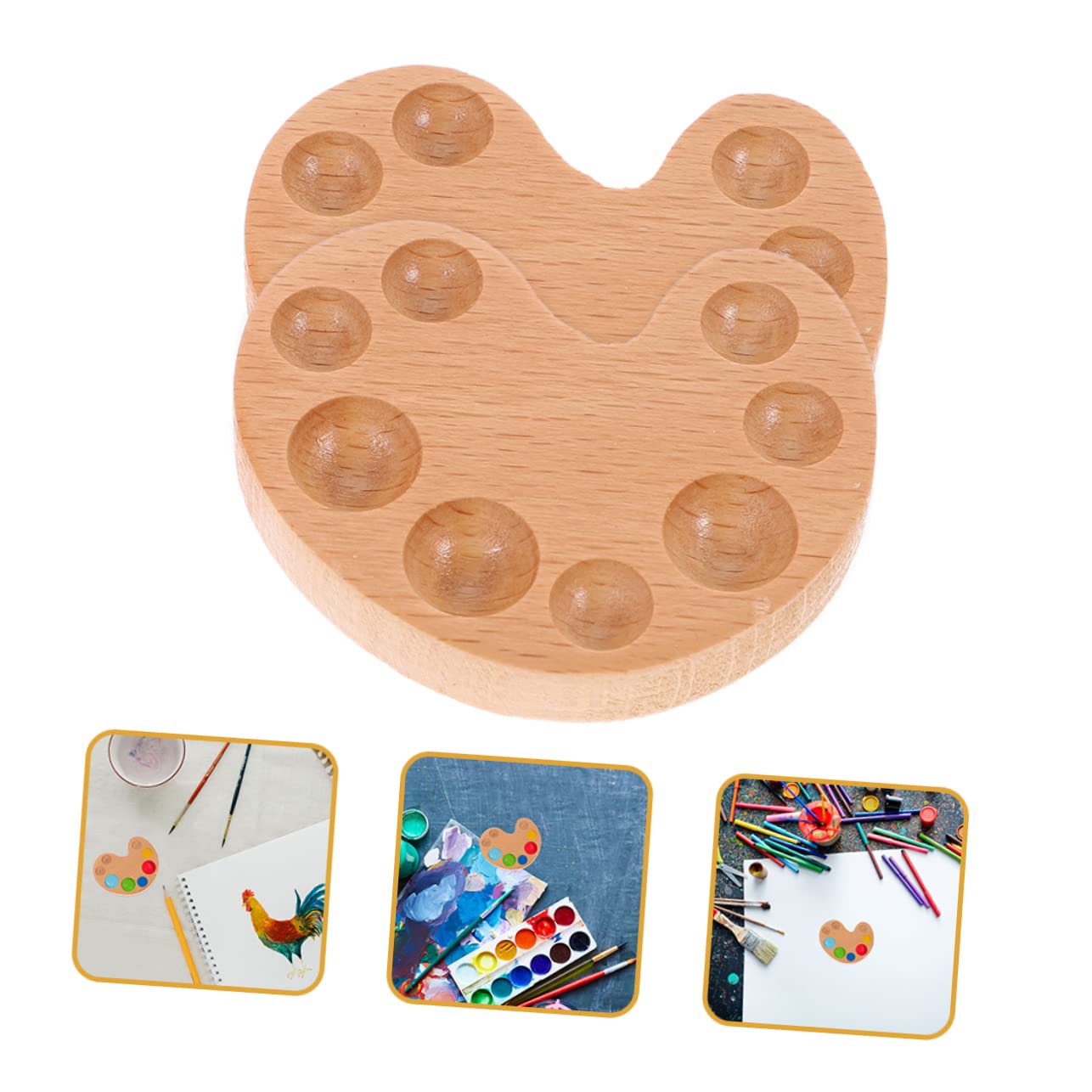 Lurrose 4 Ensembles Palette Aquarelle Mat Étain Balsa Accessoire De Dessin Bacs À Peinture en Bois Plaques De Mélange De Pigments Bacs À Pigments Pratiques 2 Pièces * 4