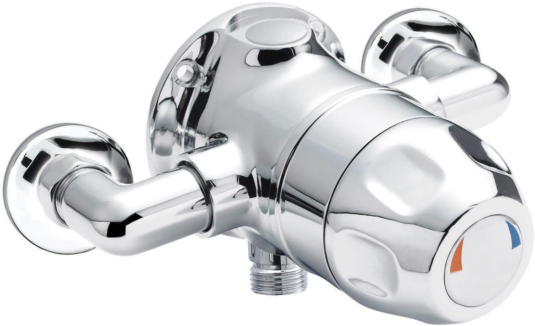 Nuie VSQ1 Commercial ǀ Modern Bathroom Exposed Sequential Thermostatic Shower Valve with Round Handle, 80mm x 205mm, Chrome, Silver