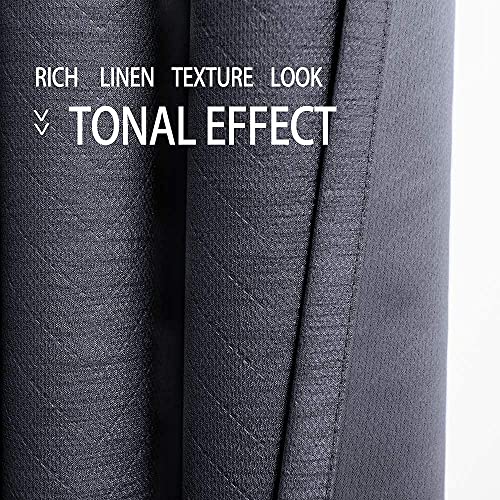 Image of Treatmentex Grey Linen Blackout Curtains for Bedroom 63 inch Geometric Chevron Window Drapes Grommet Top Charcoal 2 Panels