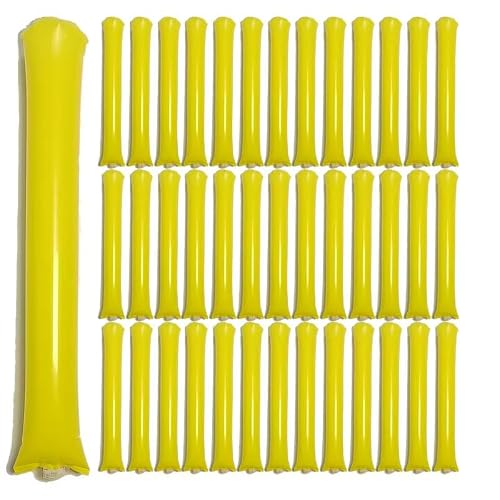 40pcs Round headTeam Spirit Boom Sticks Thunder Sticks Cheering Sticks Team Spirit Plastic Cheerleading Spirit Stick Clapper Inflatable Noise Maker Sports Supply (Yellow)