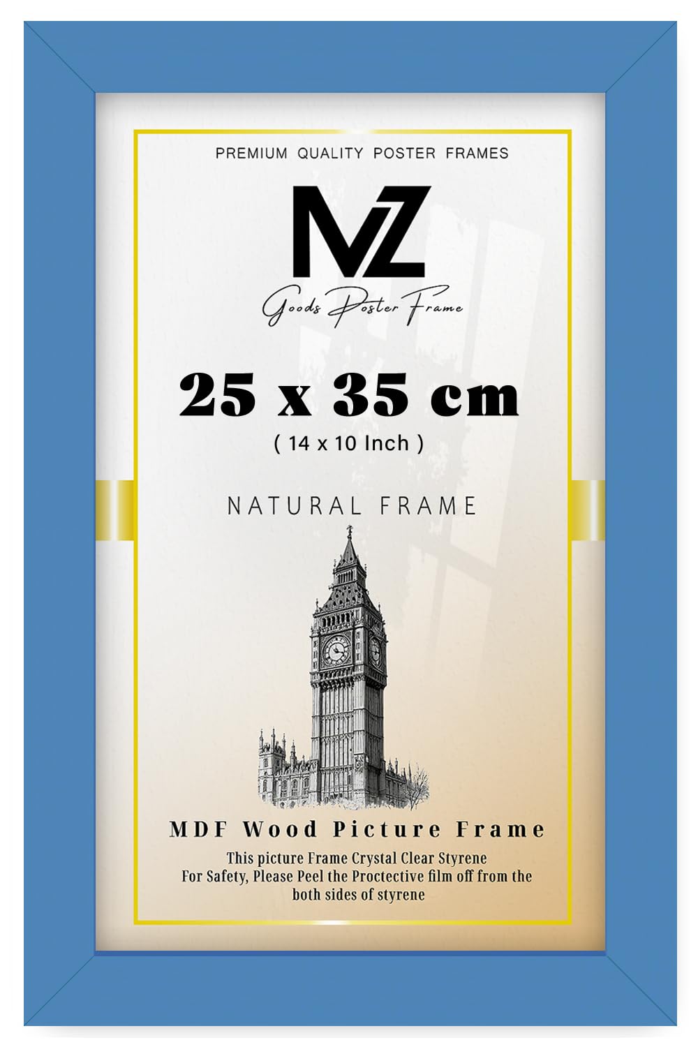 Mz Goods Blue | Flat Style 10 Inch X 14 Inch Gallery-Style (25 X 35 Cm) Picture Frame | Signature Collection [ ]