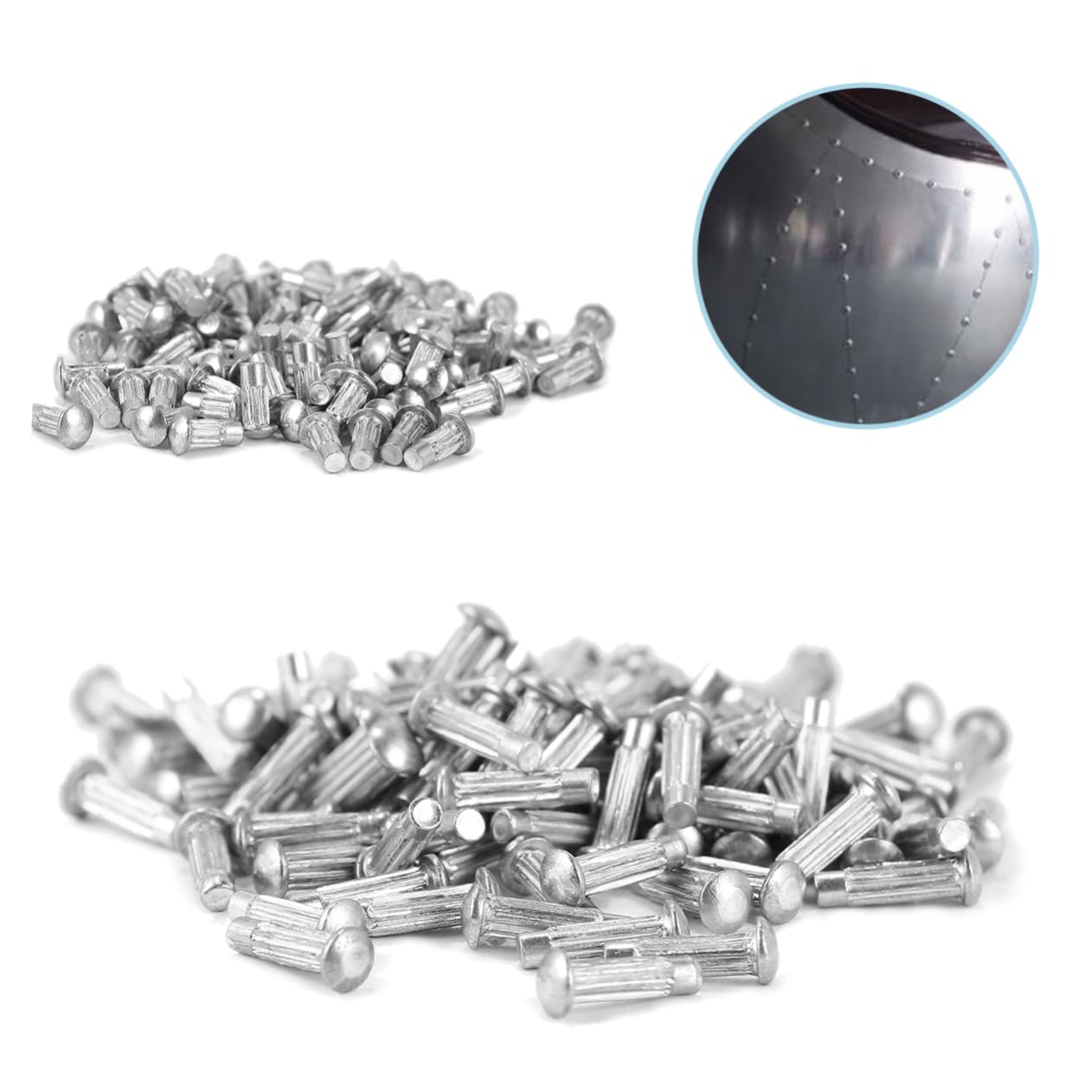 Unomor 2sets Round Signage Rivets Knurled Solid 3 Sizes Aluminum Alloy Strong Fixation No Hand Hurt for Signage 1500pcs*2