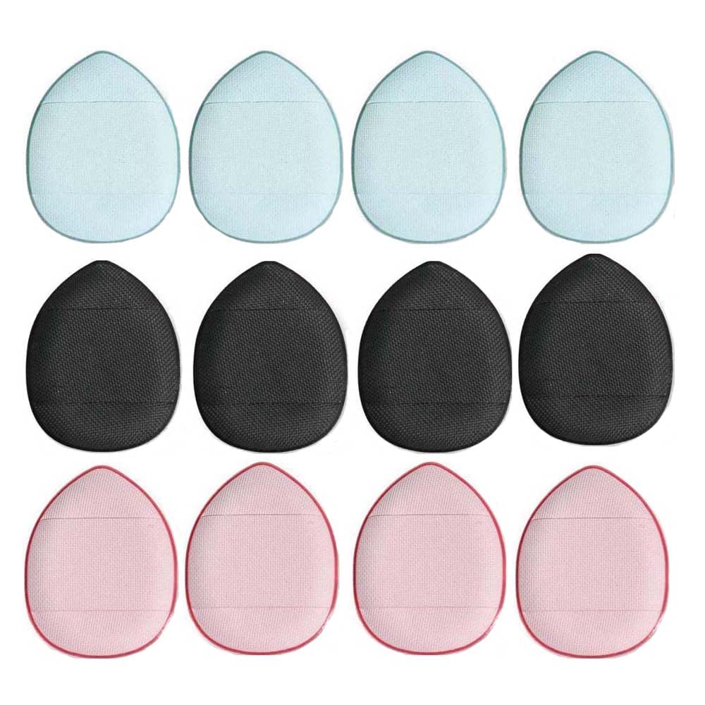 MAKINGTEC Mini Makeup Puff Sponge, 12 Pieces Wet and Dry Finger Foundation Cotton Pad Makeup Accessories for Girls Women (Black, Pink, Blue)