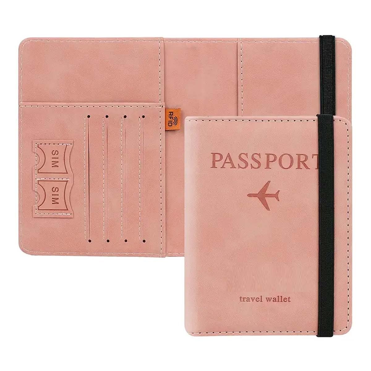 Passport Holder Cover Travel Wallet Organizer, Passport Case with PU Leather Travel Document Holder for Men & Women Travel Accessories, (Pink)-image-35