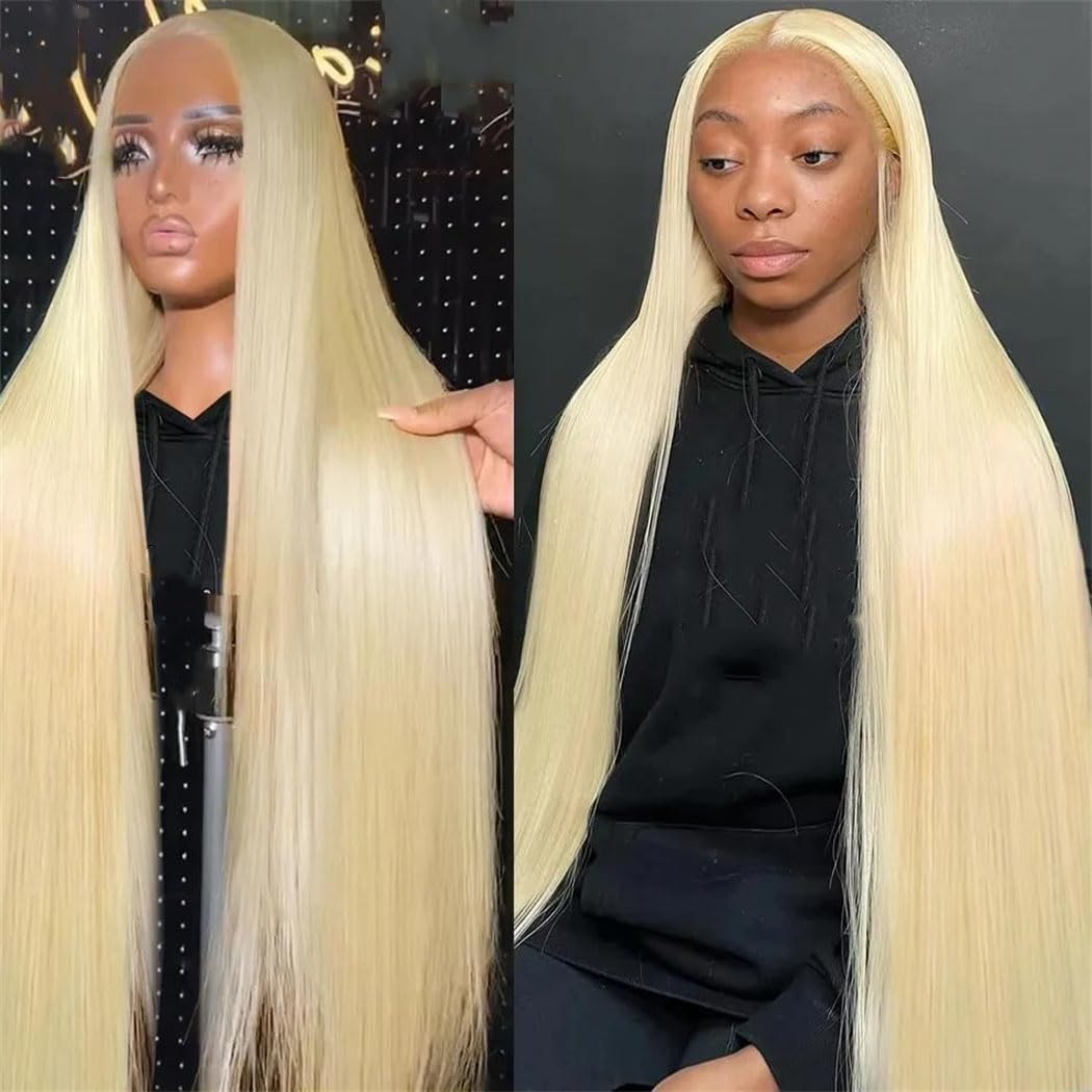 Womens Blonde Straight Lace Front Human Hair Wig 200 Density HD Transparent Lace 13x4 13x6 Pre Plucked wigs