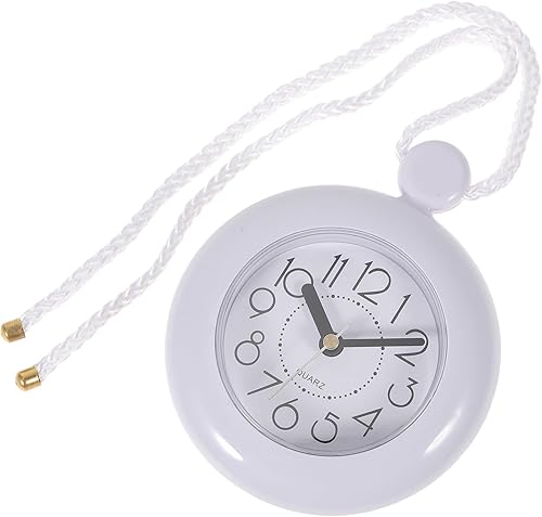 Beavorty 1 unids baño colgante reloj baño ducha reloj blanco ducha cuerda reloj sin batería para baño cocina