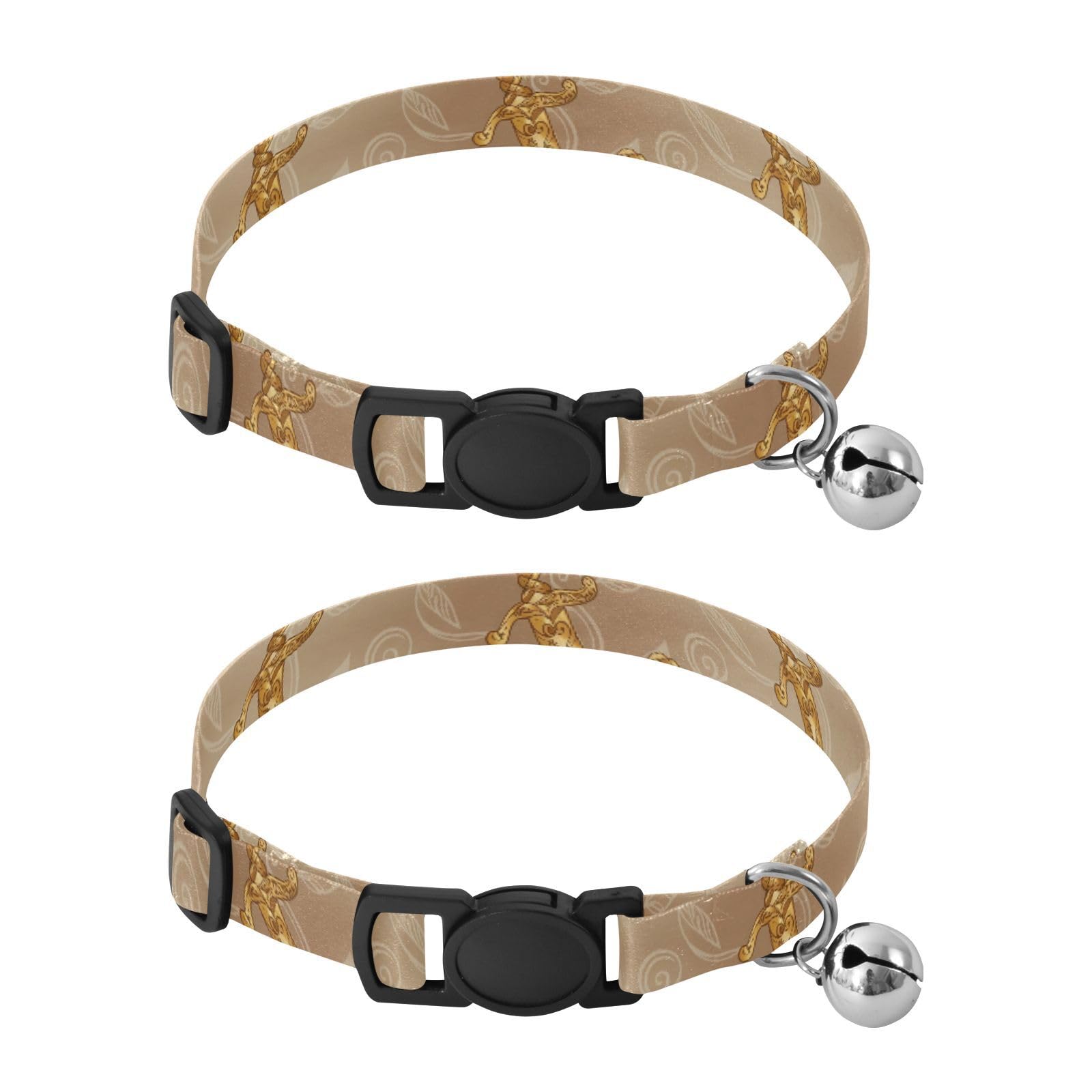 Beige Gradient Decorative Pet Collars 2 Pack Collars for Puppies Adjustable 10.6 to 17.1 Inches