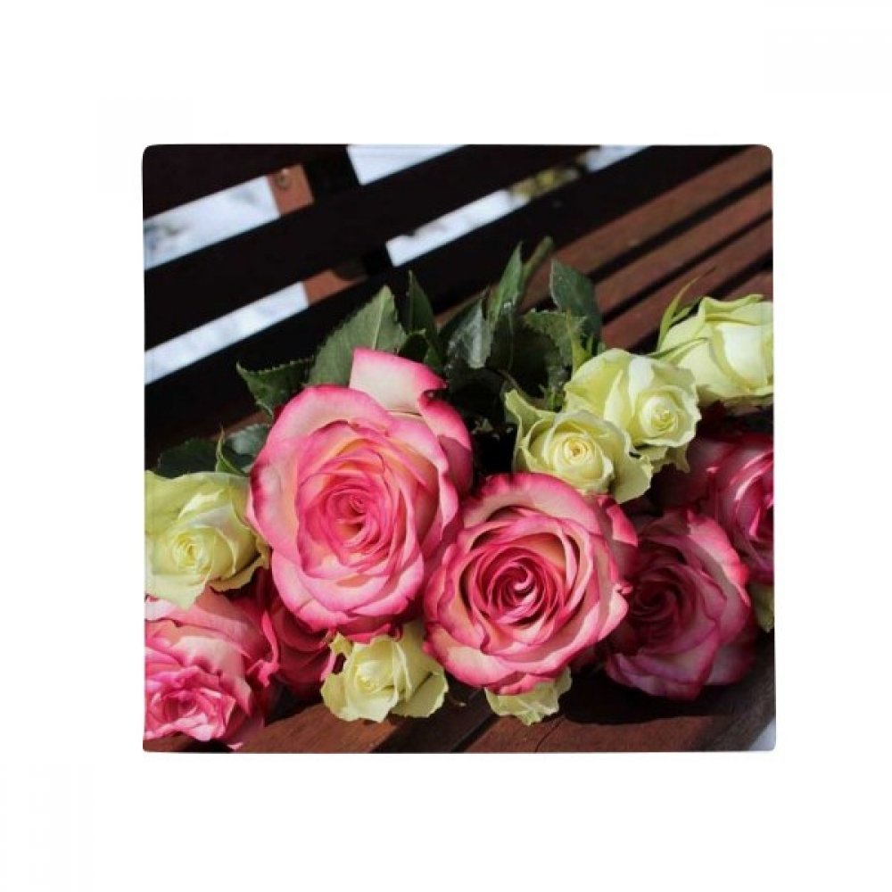 Pet mat rose fleurs blanches tapis de bain anti-dérapant multicolor salon cuisine 50x50cm