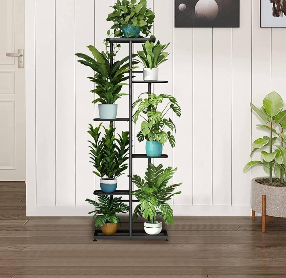UZ; METAL STORE Metal Floor Mount Plant Stand 6 Tiered Shelf 7 Potted Flower Pot Holder | Organizer Display For Indoor Outdoor Garden Balcony (41X18 Inch) (Black) (B0CQTJMMS5) Amazon Price History, Amazon Price Tracker