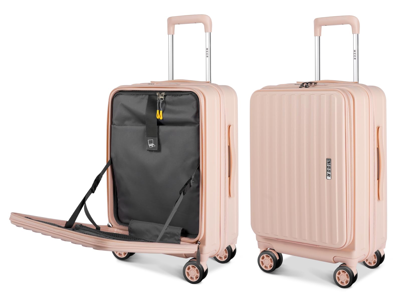 スーツケース キャリー ベージュ Sサイズ フロントオープン 拡張機能