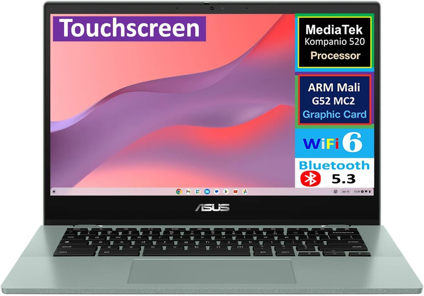 ASUS CM14 Flip Everyday Value Chromebook 14.0" 60Hz Touchscreen LCD FHD Display MediaTek Kompanio 520, ARM Mali-G52 MC2, 4GB LPDDR4X, 64GB SSD, WiFi 6, Webcam, Chrome OS (Renewed)