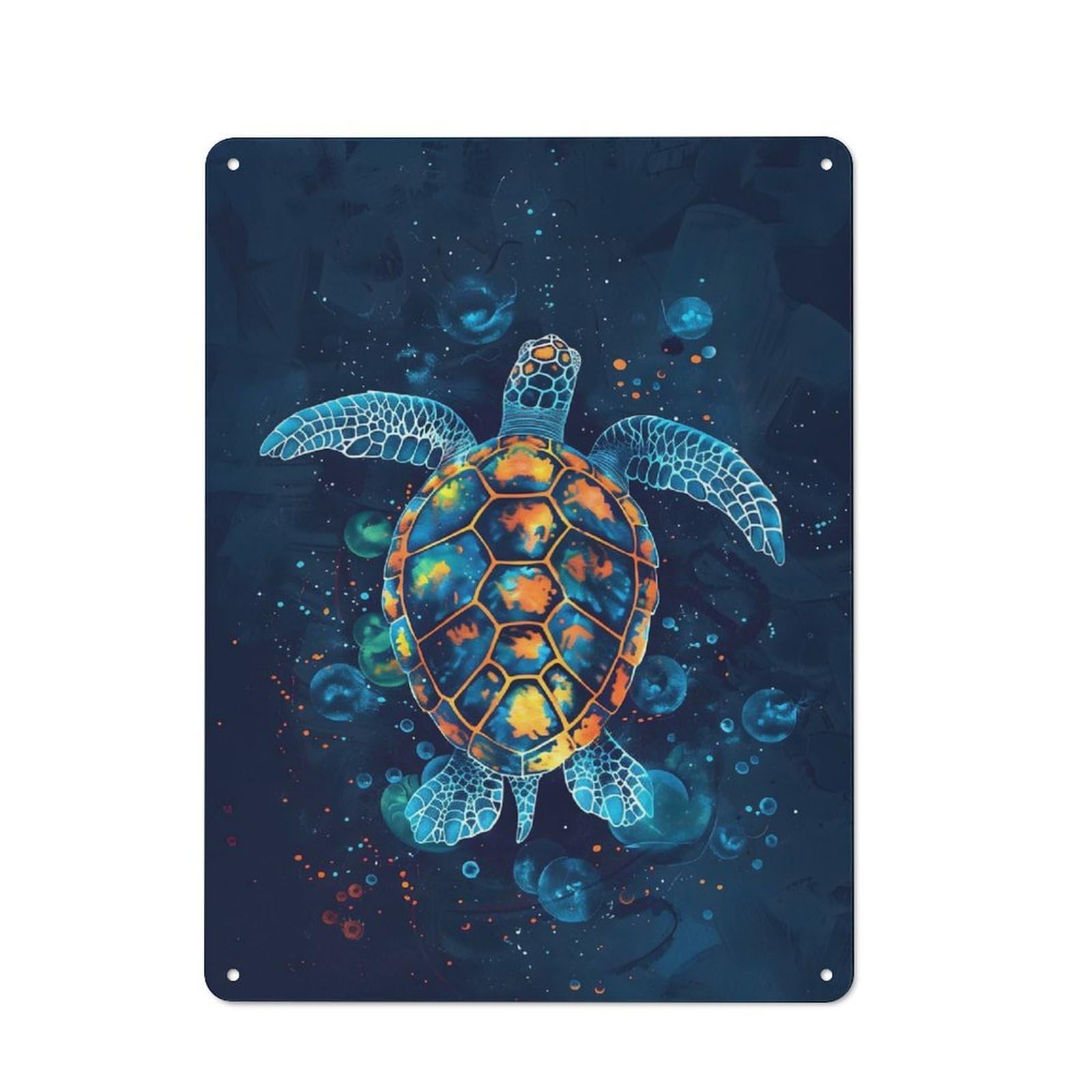 Junmoney Sea Turtle Watercolor Vintage Tin Sign 40X30cm With For Home Office Or Studio, For Home Office Decor Fans