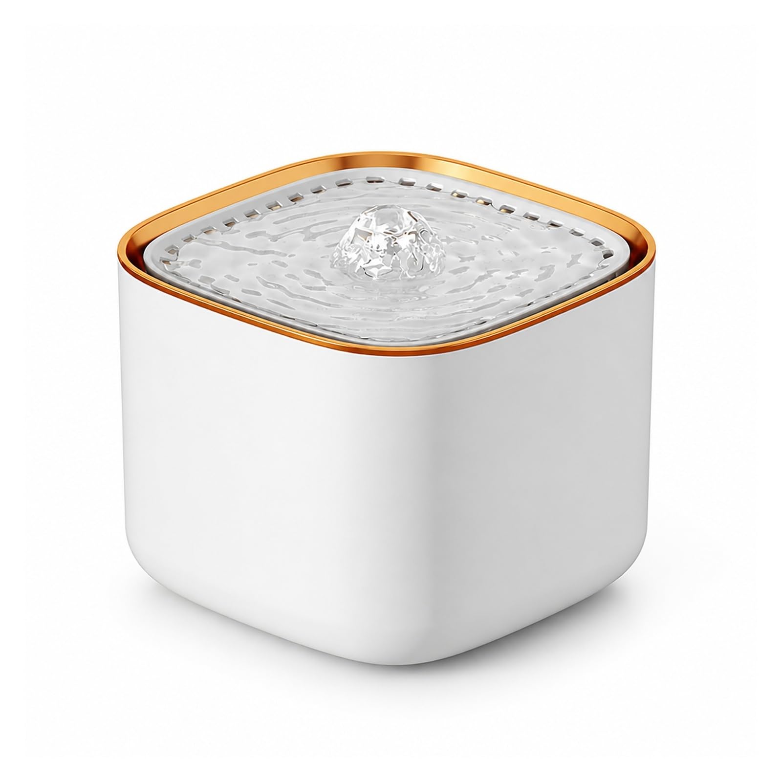 Fuente De Agua para Gatos 3L USB Eléctrica | Plástico, 17,9 X 13 Cm, 2 Colores(Gold Border-White)