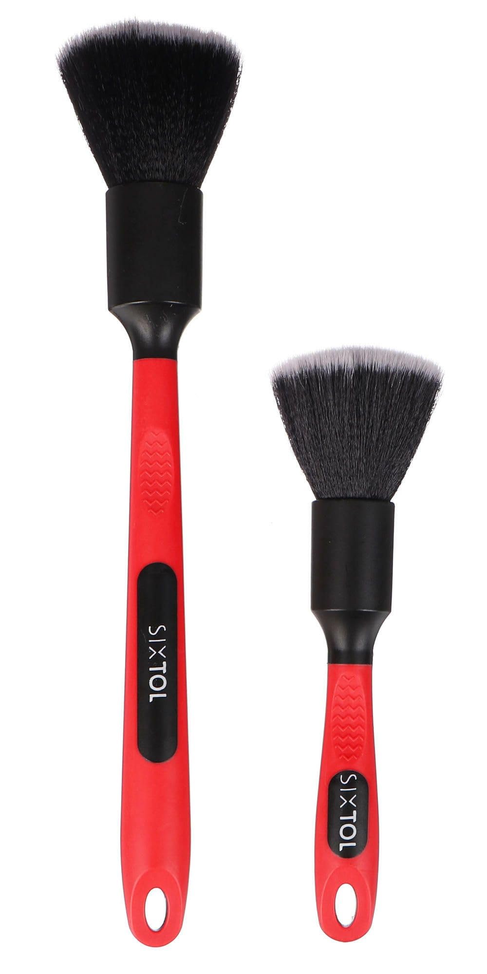 SIXTOL CAR DETAILING BRUSH 2 PRO | 2-Piece Wide Precision Brush Set | Car Cleaning | Ergonomic Handle | Interior and Exterior