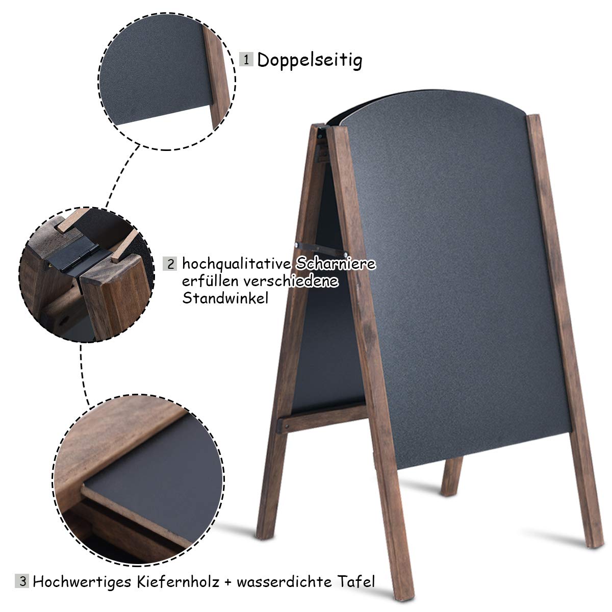 COSTWAY Kundenstopper klappbar 101x65cm, Werbetafel, Werbeaufsteller, Gehwegaufsteller, Kreidetafel, Aufsteller