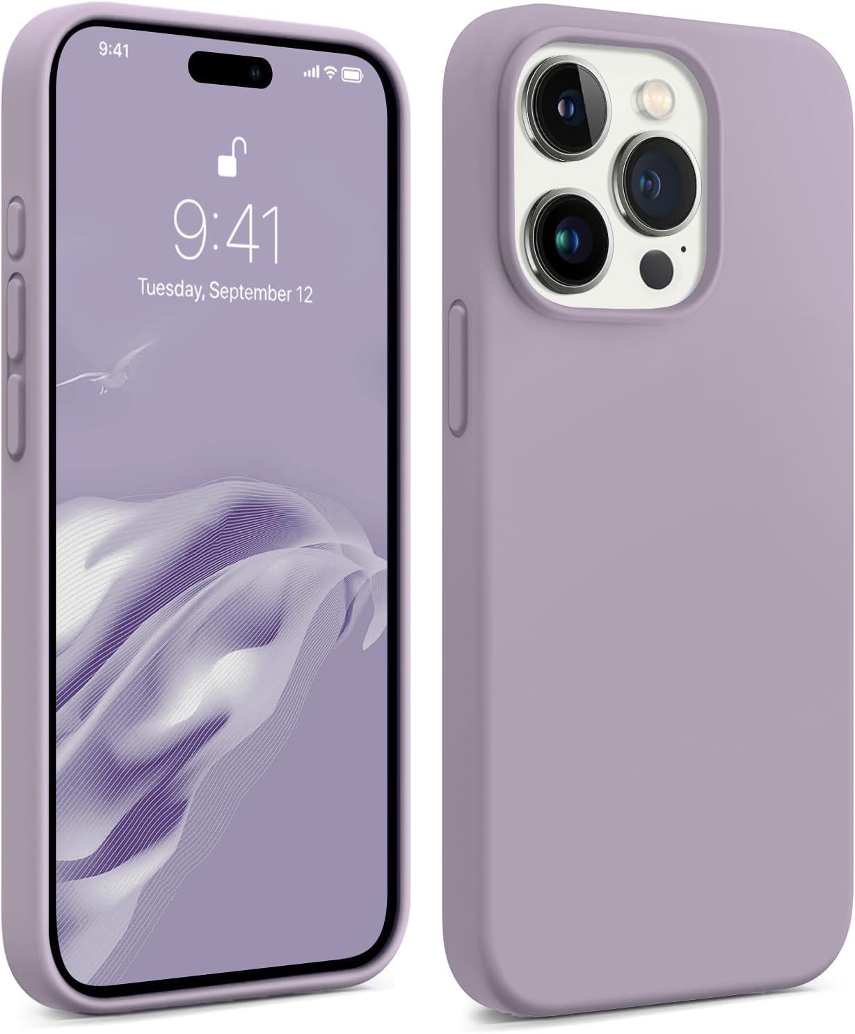 DIZORO® Microfiber Candy Case Compatible for iPhone 14 PRO MAX, Shockproof Slim Back Cover Liquid Silicone Case (Lilac)-image-39