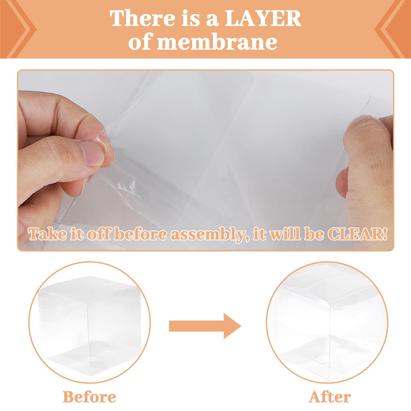 lalago 30Pcs PVC Scatole Trasparenti per Bomboniere, Scatoline Trasparenti per Cioccolatini per il Confezionamento di Dolciumi,PVC Cubo Trasparente con 2 Rotoli di Nastri Oro（9 x 9 x 9cm）