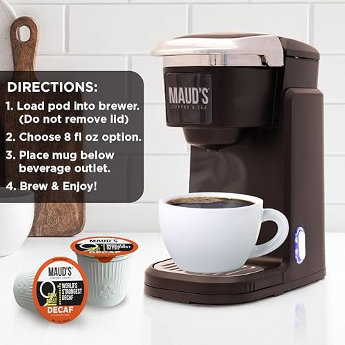 Miniatura 6 de Maud's World's Strongest Decaf Coffee Pods, 18 ct, Decaffeinated Dark Roast Coffee in Recyclable Single Serve Pods – 100% Arabica Coffee, Compatible