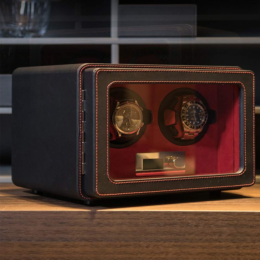 Uhrenbeweger, Zwei PU-Leder, hochwertiges LED-Display, automatisch, Uhrenbeweger, geräuschloser Rotationsmotor, Antimagnetisierung. 23,5 x 19,6 x 17,5 cm Needed