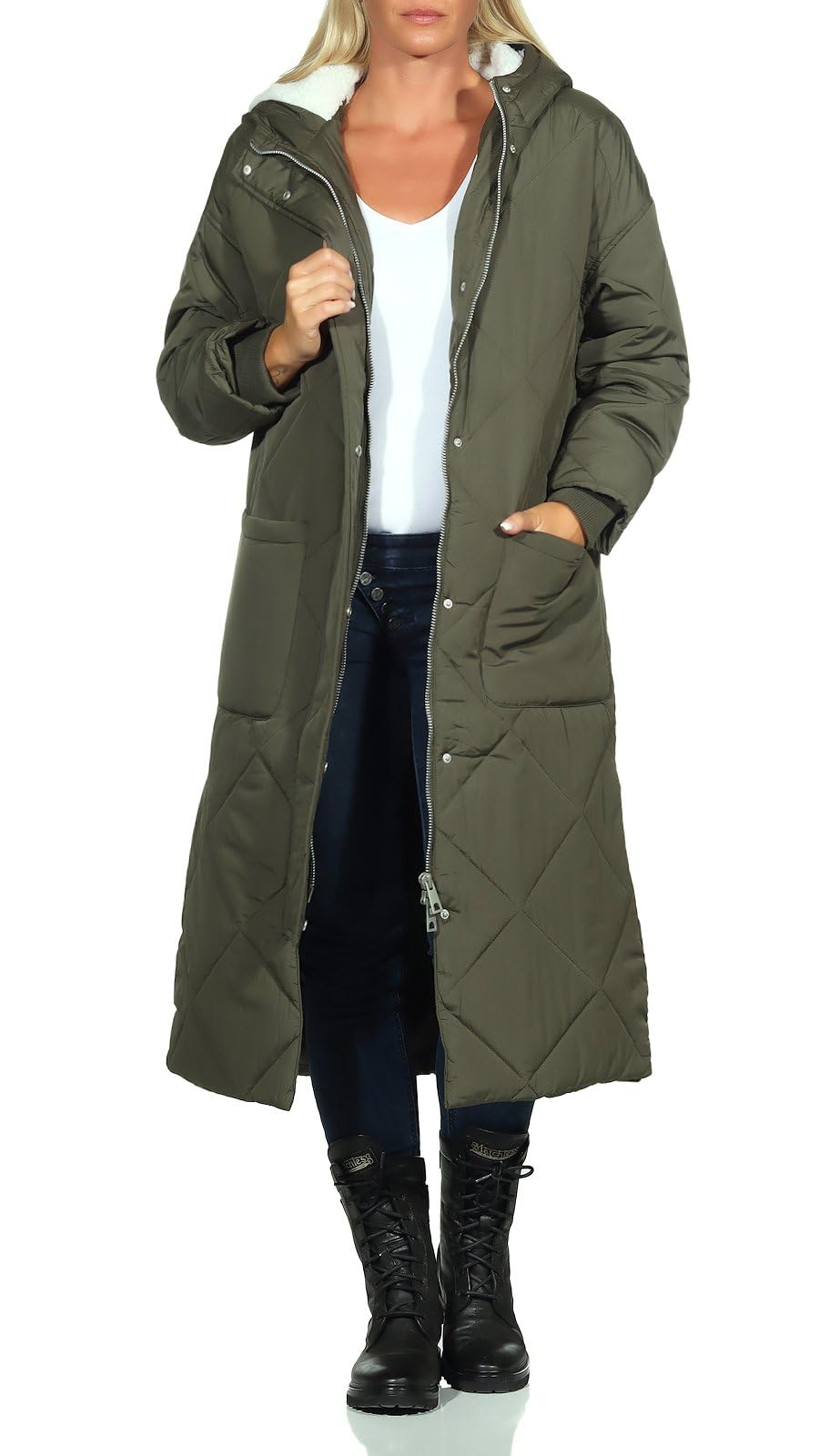 Hailys Damen Steppmantel Mit Kapuze – Winterfester Parka, Gefüttert, Regular Fit, 100% Polyester