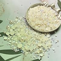 Vista 2 de Tingoons - Diamantes de imitación mixtos con parte trasera plana de 0.76 a 0.39 pulgadas, perlas semicirculares para manualidades, vasos, zapatos