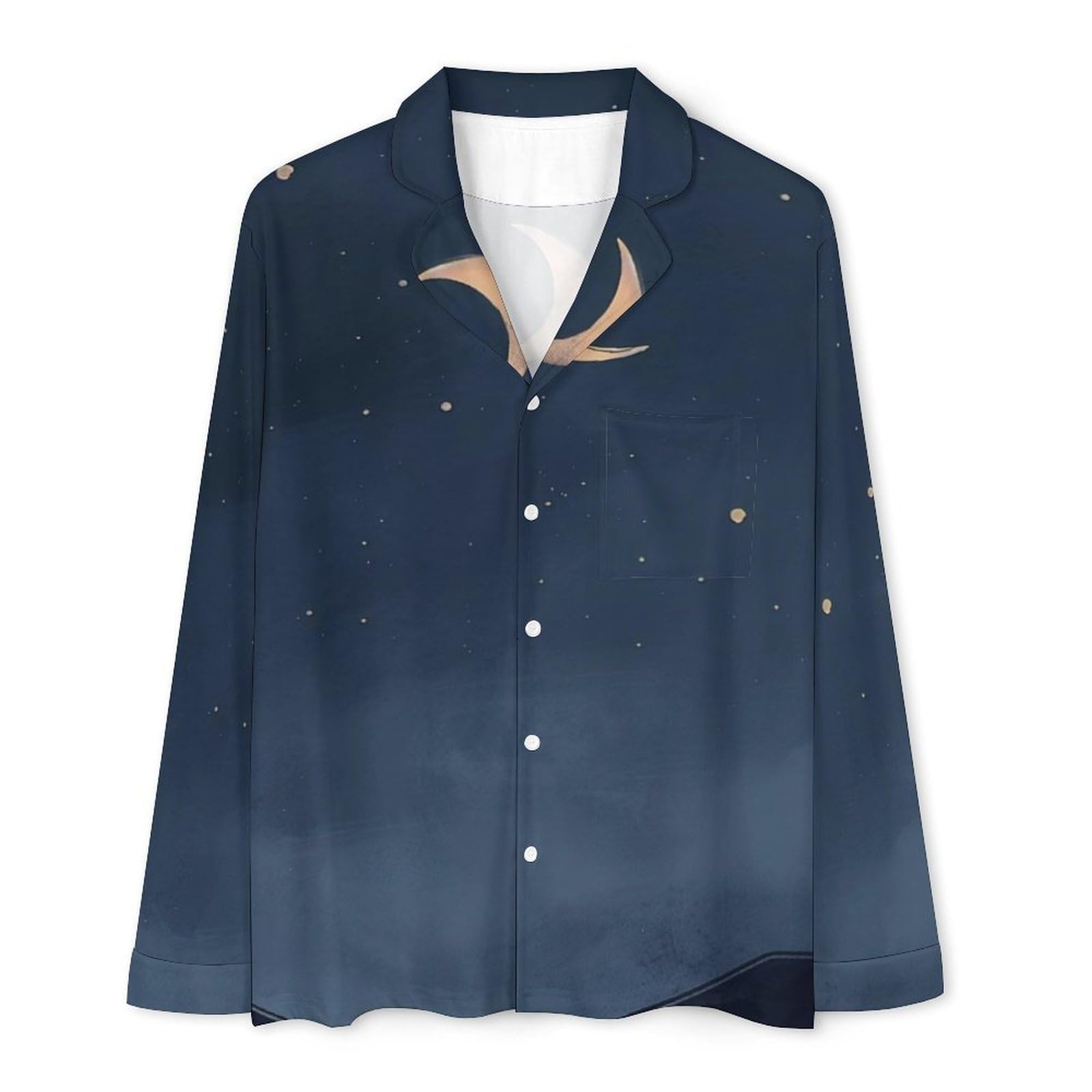 OLEETS Pigiama A Maniche Lunghe da Uomo - Luna E Cielo Stellato Top E Pantaloni in 2 Pezzi Pigiama Casual E Ampio A Maniche Lunghe Morbido Autunnale E Invernale.