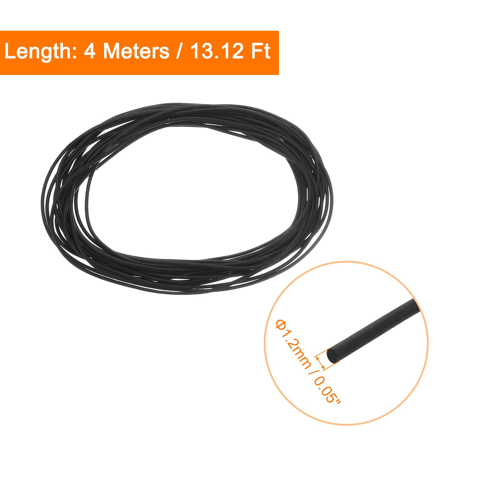QUARKZMAN Nastro Sigillante Schiuma Silicone, Diametro 1,2 Mm (0,05") Lunghezza 4 Metri (13,12 Ft) Guarnizione Gomma Spugna Rotonda Corda Gomma Solida per Macchinari e Industrie, Nero